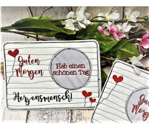 Stickserie ITH - Mug Rug Herzlinien Love is in the air